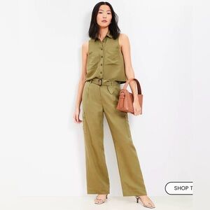 LOFT Drapey Cargo Pants in Linen Blend